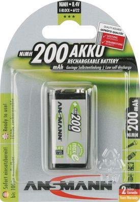 Akkuzelle maxE 8,4 V 200 mAh 9V E-Block HR9V 1 1St./Blister Ansmann