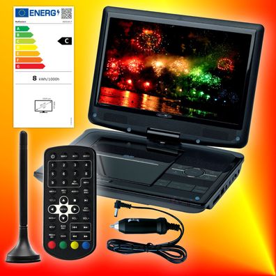 Reflexion DVD1017 tragbarer DVB-T2 HD Fernseher mit DVD-Player 12V/230V TV EEK C