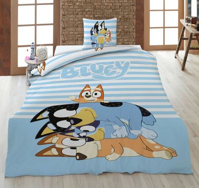 BLUEY Wende Bettwäsche Set 2tlg 135 x 200 cm 100% Baumwolle