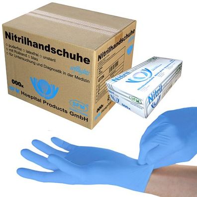 SFM ® Softlights : XS Nitrilhandschuhe puderfrei F-tex blau (1000)