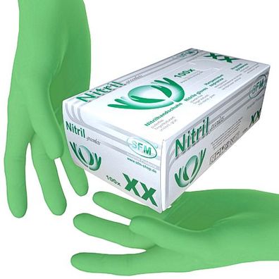 SFM ® Greenlets : S Nitrilhandschuhe puderfrei F-tex grün (100)