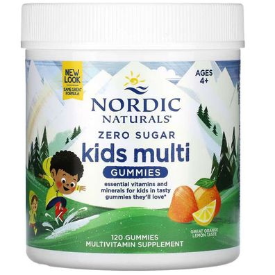 Nordic Naturals, Zero Sugar, Kids Multi Gummies, Orange-Zitrone, 120 Fruchtgummis