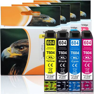 Kompatibel 4er Set Epson 604XL, C13T10H64010 Druckerpatronen Tinte von D&C