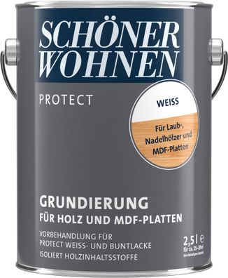 2,5L Schöner Wohnen Protect Grundierung für Holz und MDF-Platten weiss