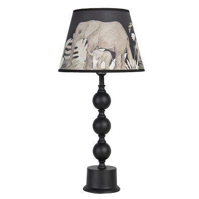 Clayre & Eef Tischlampe Ø 27x57 cm Schwarz Grau Keramik Rund Elefanten