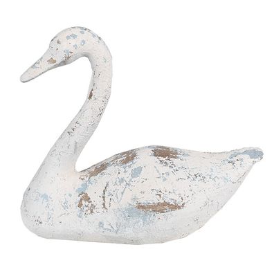 Clayre & Eef Dekorationsfigur Schwan 33x16x28 cm Weiß Braun Polyresin
