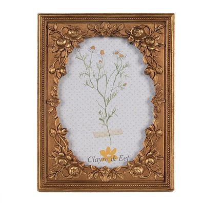 Clayre & Eef Bilderrahmen 10x15 cm Goldfarbig Kunststoff Glas Rechteck