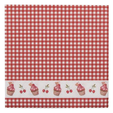 Clayre & Eef Servietten Papier 20er Set 33x33 cm (20) Rot Weiß Papier Cupcakes