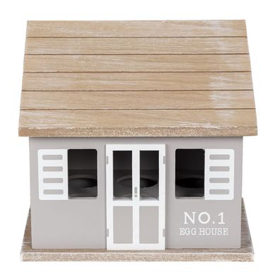 Clayre & Eef Eierschrank Haus 20x14x18 cm Grau Braun Holz (Gr. 20x14x18 cm)