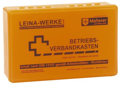 Leina-Werke 20003 Betriebsverbandkasten klein - mit Wandhalterung - orange