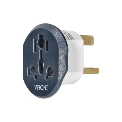 Virone Universalsteckdose Reiseadapter -UK-Stecker , 250V, 13A, weiß - graphit (TA-7)