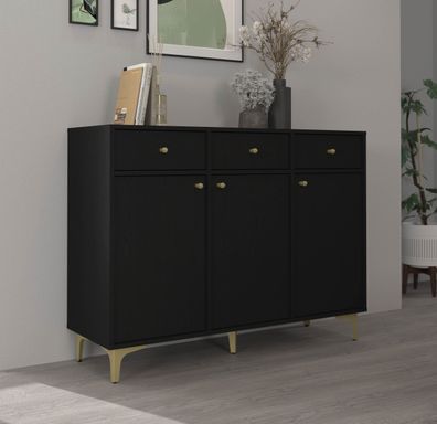 FURNIX Kommode Tonkin 827 Sideboard mit drei Türen & drei Schubladen Sternbeine