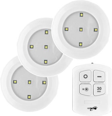 Heitech LED Lichter mit Fernbedienung 3er Pack - Wandleuchte batteriebetrieben