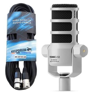 Rode Mikrofon Podmic USB Weiss mit XLR-Kabel