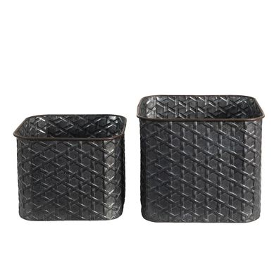 Clayre & Eef Blumentopf 2er Set Grau Eisen (Gr. (2) 20x20x17 / 18x18x14 cm)