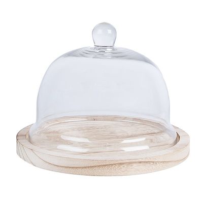 Clayre & Eef Glocke Ø 23x17 cm Transparant Glas Holz (Gr. Ø 23x17 cm)