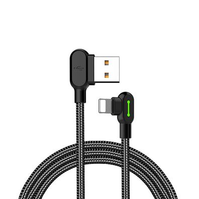 Mcdodo LED 90 Grad 0.5M Ladekabel Winkel USB Kabel abgewinkelt Nylon geflochten