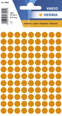 Herma 1844 1844 Vielzwecketiketten - orange, Ø 8 mm, matt, 540 Stück