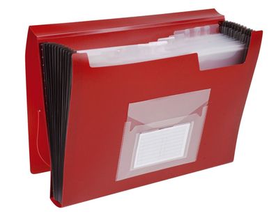 Q-Connect® KF01274 Fächermappe - 13 Taschen, 250 Blatt, PP, rot