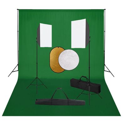 vidaXL Fotostudio-Set mit Softboxen, Hintergrundsystem und Reflektor