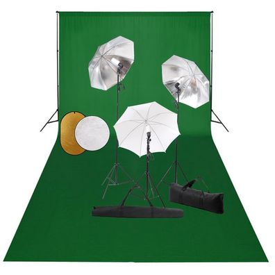 vidaXL Fotostudio-Set mit Leuchten, Schirmen, Hintergrund & Reflektor