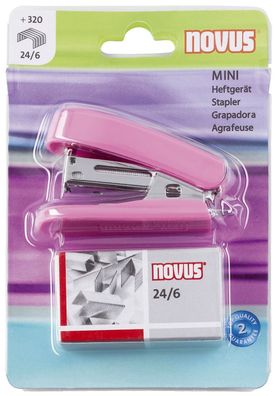 Novus® 020-1910 Minihefter + Klammern 12 Blatt pink