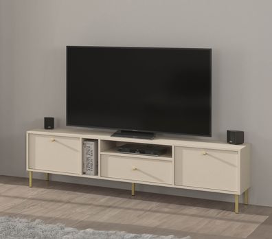 FURNIX RTV Kabinett Tonkin Sideboard mit zwei Schränken und Schublade Metallbeine