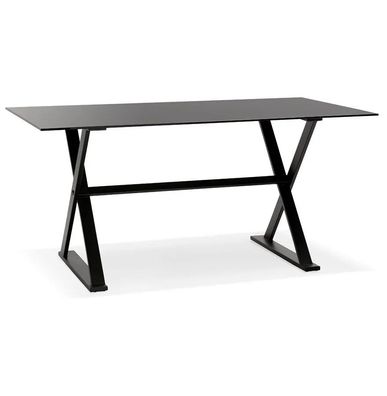Kokoon Design Schreibtisch Maud Glas Schwarz Schwarz 160 x 75 x 80 cm