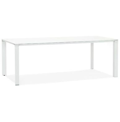 Kokoon Design Schreibtisch Warner Glas Weiß Vierbeinig 200cm Weiß mit Glasplatte