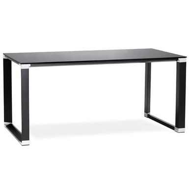 Kokoon Design Schreibtisch Warner Glas Schwarz 160x75x80 cm Schwarz 160 x 75 x 80 cm