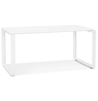 Kokoon Design Schreibtisch Abak Glas Weiß 160 cm Weiß Reinweiß 160 x 7