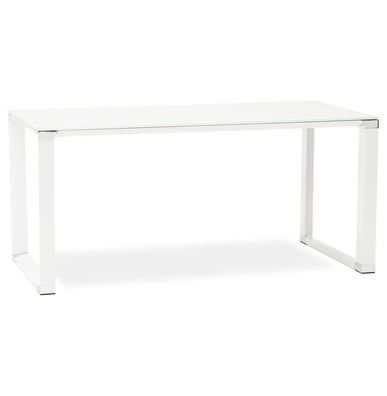 Kokoon Design Schreibtisch Warner Glas Weiß 160x75x80 cm Weiß 160 x 75 x 80 cm