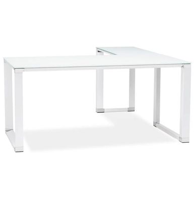 Kokoon Design Eckschreibtisch Warner Glas Weiß 170x75x160 cm Weiß 170 x 75 x 160 cm