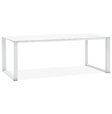 Kokoon Design Schreibtisch Warner Glas Weiß 200x75x100 cm Weiß 200 x 75 x 100 cm
