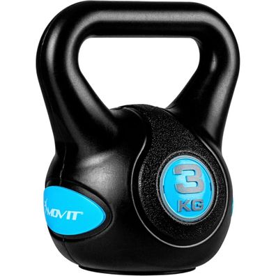 Movit® 3kg Kettlebell Kugelhantel schwarz/hellblau