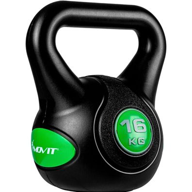 Movit® 16kg Kettlebell Kugelhantel schwarz/grün