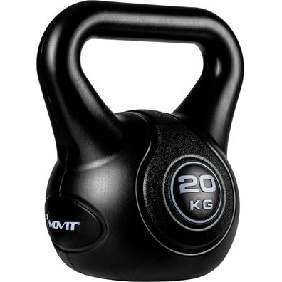 Movit® 20kg Kettlebell Kugelhantel schwarz/schwarz