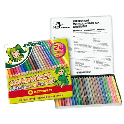 JOLLY 3000-0449 24x Supersticks Metallic + NEON-MIX Buntstifte farbsortiert