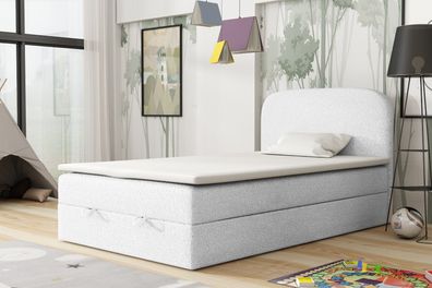 VELAR Boxspringbett mit bettkasten und Topper "BOUCLE 3", 100/120 x 200 cm