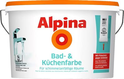 5L ALPINA Bad- und Küchenfarbe, weiß matt