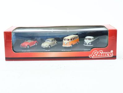 Schuco Modellautoset 4-tlg. PKW Bus Volkswagen Käfer T1 Samba Pritsche