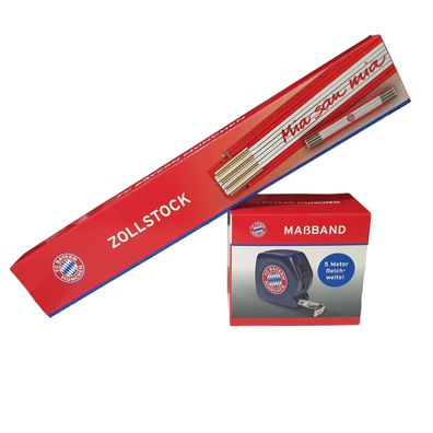 FC Bayern München Maßband 5 Meter + Zollstock 2 Meter "Mia san Mia" Fan-Set