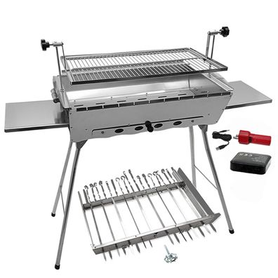 Mangal Edelstahl 2 mm Schaschlickgrill Set mit 11er Spießdreher