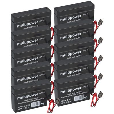 10x Multipower Blei-Akku MP0,8-12H Pb 12V 0,8Ah Heim und Haus Stecker Rollladen