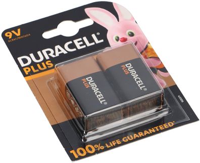 Duracell MN1604 Plus 9V-Block Batterie 2er Blister