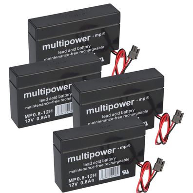 4x Multipower Blei-Akku MP0,8-12H Pb 12V 0,8Ah Heim und Haus Stecker Rollladen