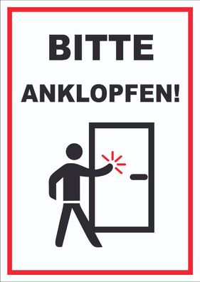 Schild Bitte anklopfen hochkant