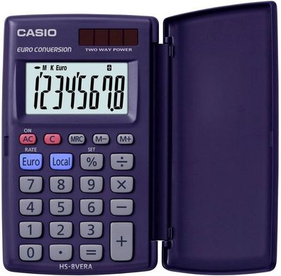 Casio® HS-8VERA Taschenrechner HS-8VERA - Solar-/Batteriebetrieb, 8-stellig, LC-Di