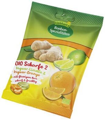 Liebhart´s Gesundkost Bio-Bonbon Die scharfen Zwei (Ingwer-Limette, Ingwer-Orange