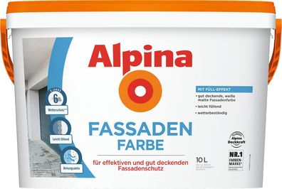 10 Liter ALPINA Fassadenfarbe weiss matt